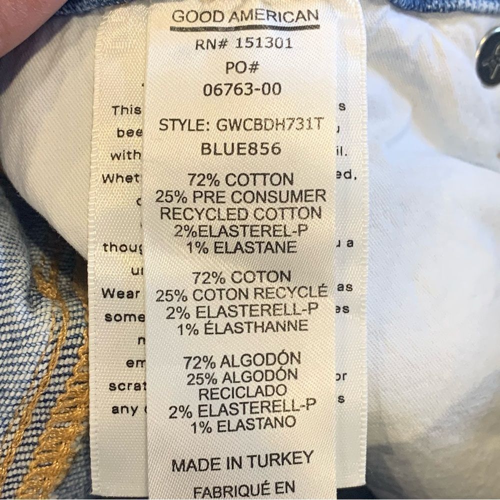Good American Good Waist Cropped Skinny Jeans Raw Hem Size 4 - Picture 6 of 9